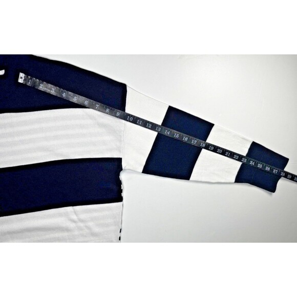 Barbour Bradley Stripe Sweater Women Small US6 Navy White Cotton Nautical Preppy - Picture 9 of 13